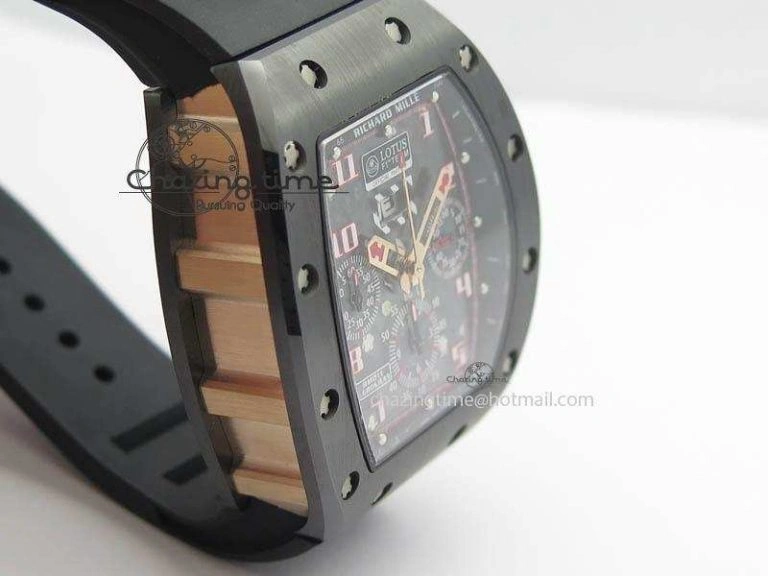 RM011 Felipe Massa Black Ceramic RG RMF Red Crown On Black Rubber Strap A FlexibleFit 9548