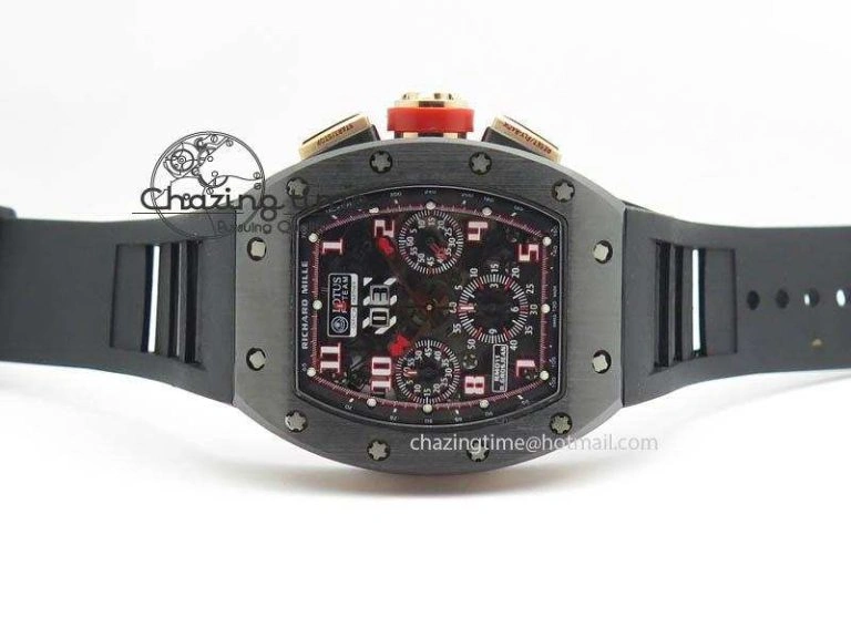 RM011 Felipe Massa Black Ceramic RG RMF Red Crown On Black Rubber Strap A FlexibleFit 9548