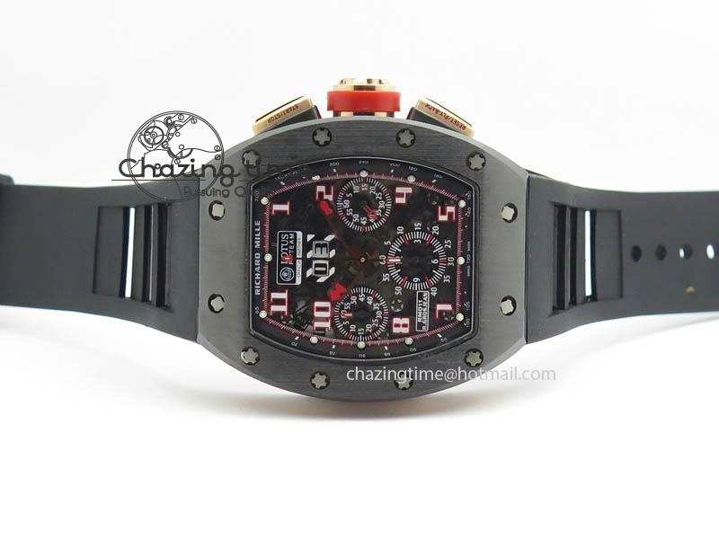 RM011 Felipe Massa Black Ceramic RG RMF Red Crown On Black Rubber Strap A FlexibleFit 9548