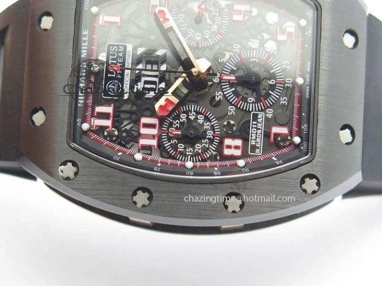 RM011 Felipe Massa Black Ceramic RG RMF Red Crown On Black Rubber Strap A FlexibleFit 9548
