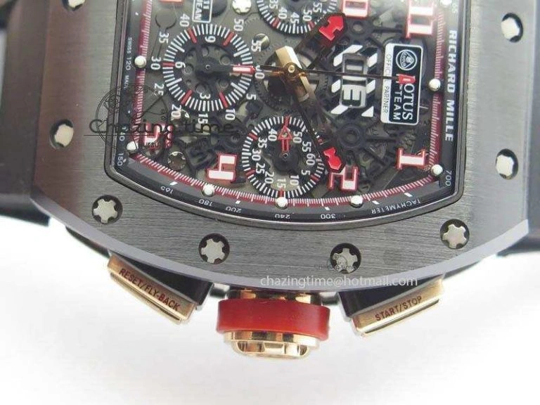 RM011 Felipe Massa Black Ceramic RG RMF Red Crown On Black Rubber Strap A FlexibleFit 9548