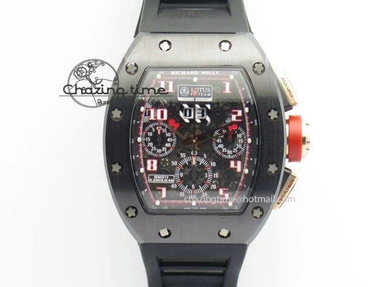 RM011 Felipe Massa Black Ceramic RG RMF Red Crown On Black Rubber Strap A FlexibleFit 9548