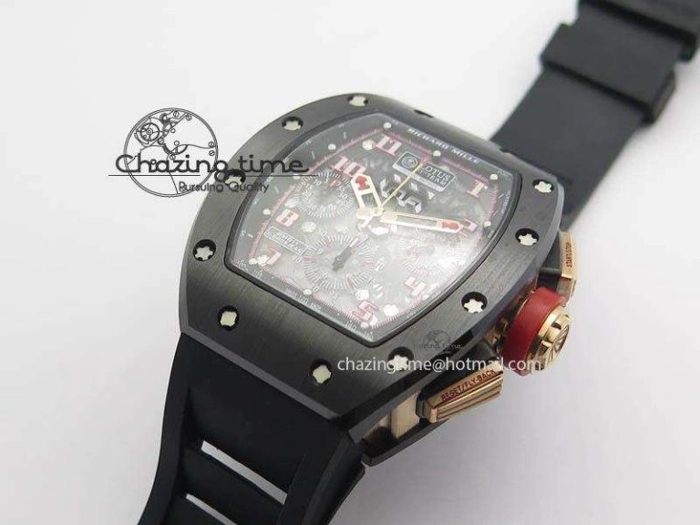 RM011 Felipe Massa Black Ceramic RG RMF Red Crown On Black Rubber Strap A FlexibleFit 9548