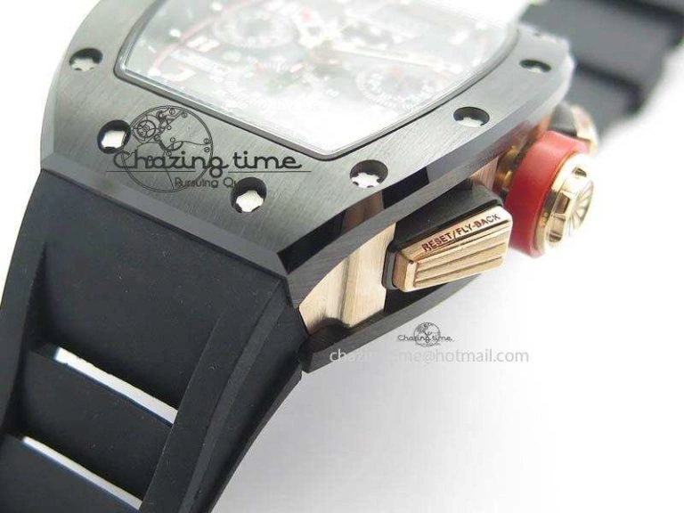 RM011 Felipe Massa Black Ceramic RG RMF Red Crown On Black Rubber Strap A FlexibleFit 9548