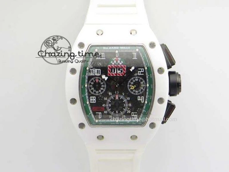 RM011 Felipe Massa White Ceramic DLC RMF Black Crown On White Rubber Strap A Resilient 9549