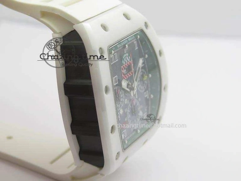 RM011 Felipe Massa White Ceramic DLC RMF Black Crown On White Rubber Strap A Resilient 9549