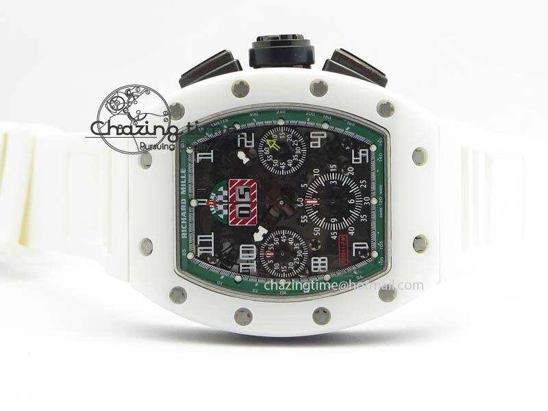 RM011 Felipe Massa White Ceramic DLC RMF Black Crown On White Rubber Strap A Resilient 9549