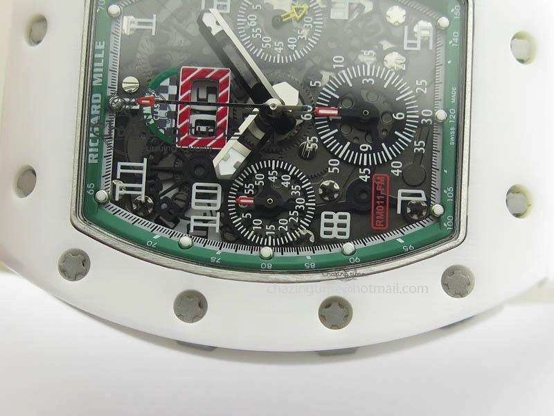 RM011 Felipe Massa White Ceramic DLC RMF Black Crown On White Rubber Strap A Resilient 9549