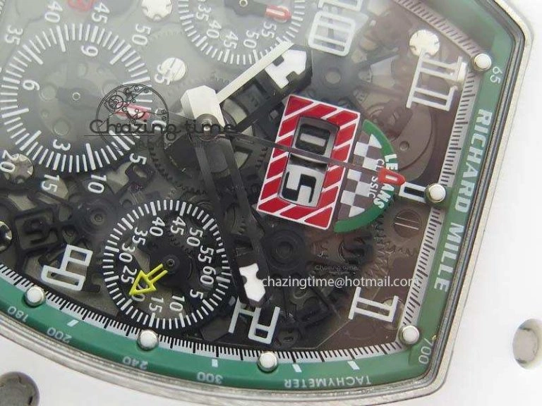RM011 Felipe Massa White Ceramic DLC RMF Black Crown On White Rubber Strap A Resilient 9549