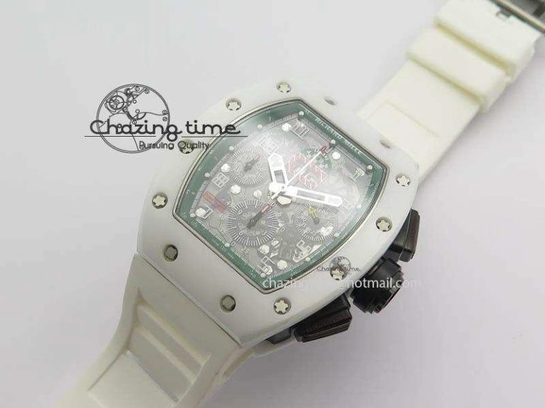 RM011 Felipe Massa White Ceramic DLC RMF Black Crown On White Rubber Strap A Resilient 9549