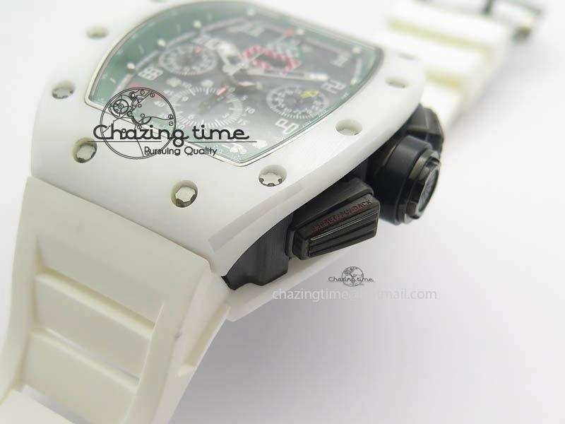RM011 Felipe Massa White Ceramic DLC RMF Black Crown On White Rubber Strap A Resilient 9549