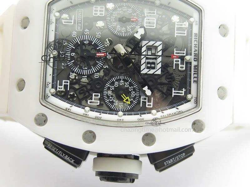 RM011 Felipe Massa White Ceramic DLC RMF White Crown On White Rubber Strap A Trendsetting 9551