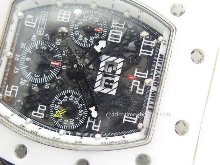 RM011 Felipe Massa White Ceramic DLC RMF White Crown On White Rubber Strap A Trendsetting 9551