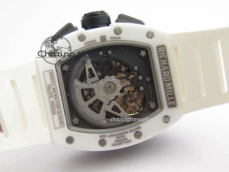 RM011 Felipe Massa White Ceramic DLC RMF White Crown On White Rubber Strap A Trendsetting 9551