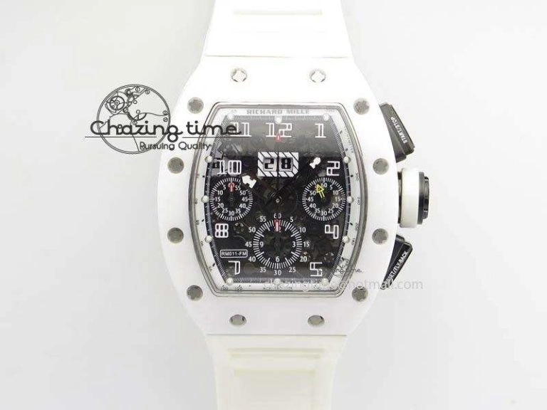 RM011 Felipe Massa White Ceramic DLC RMF White Crown On White Rubber Strap A Trendsetting 9551