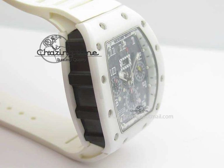 RM011 Felipe Massa White Ceramic DLC RMF White Crown On White Rubber Strap A Trendsetting 9551