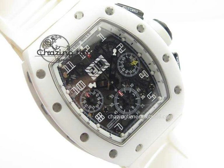 RM011 Felipe Massa White Ceramic DLC RMF White Crown On White Rubber Strap A Trendsetting 9551