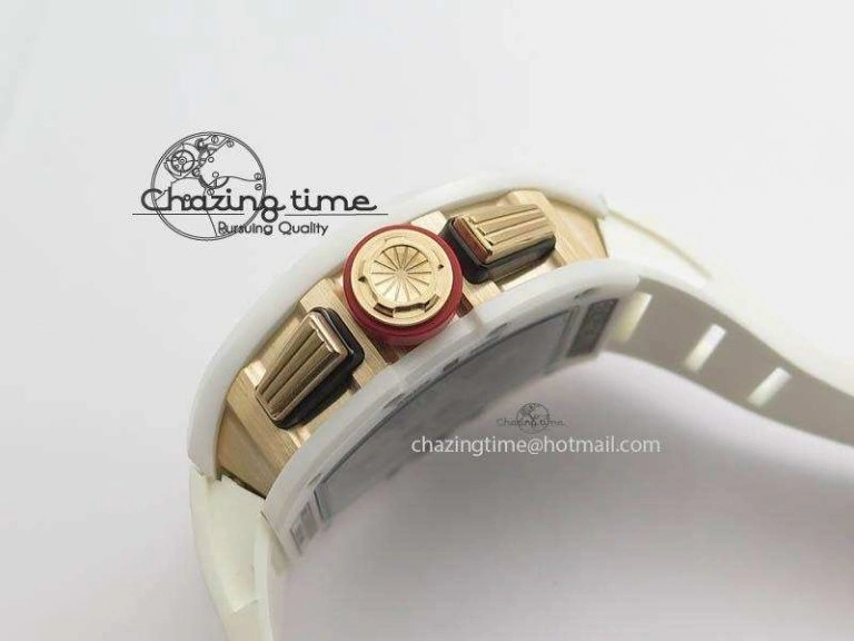RM011 Felipe Massa White Ceramic RG RMF Red Crown On White Rubber Strap A SmartChoice 9550
