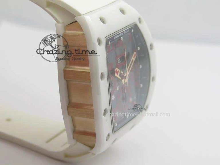 RM011 Felipe Massa White Ceramic RG RMF Red Crown On White Rubber Strap A SmartChoice 9550