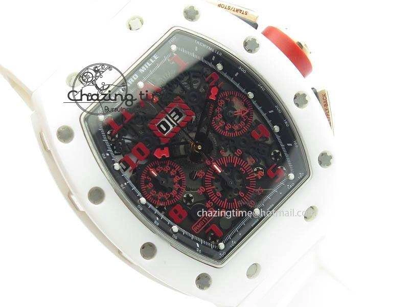 RM011 Felipe Massa White Ceramic RG RMF Red Crown On White Rubber Strap A SmartChoice 9550