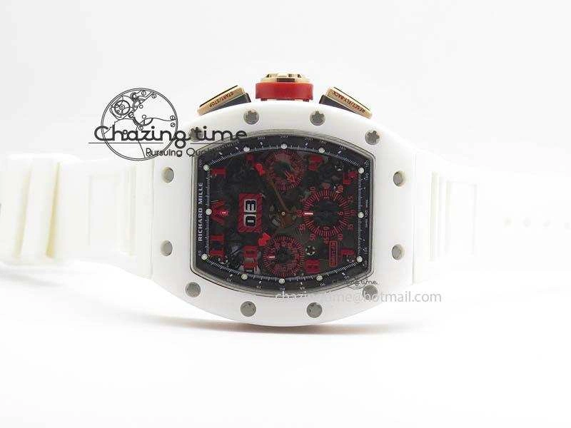 RM011 Felipe Massa White Ceramic RG RMF Red Crown On White Rubber Strap A SmartChoice 9550