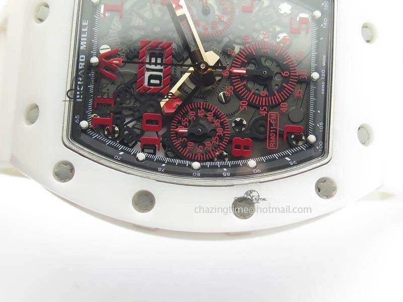RM011 Felipe Massa White Ceramic RG RMF Red Crown On White Rubber Strap A SmartChoice 9550