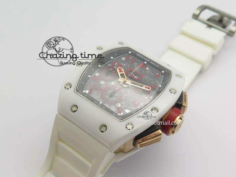 RM011 Felipe Massa White Ceramic RG RMF Red Crown On White Rubber Strap A SmartChoice 9550