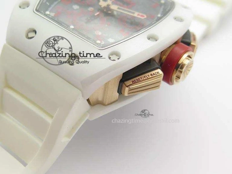 RM011 Felipe Massa White Ceramic RG RMF Red Crown On White Rubber Strap A SmartChoice 9550