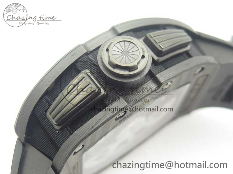 TimelessDesign RM011 NTPT Carbon Chrono KVF 1:1 Best Edition Crystal Skeleton Dial Red Inner Bezel On Black Rubber Strap A 9481