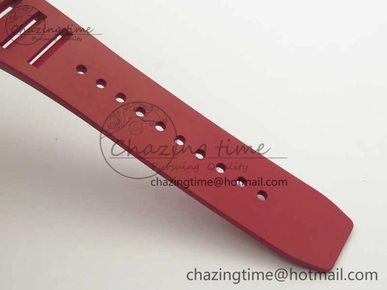 RM011 NTPT Carbon Chrono KVF 1:1 Best Edition Crystal Skeleton Dial Red Inner Bezel On Red Rubber Strap A Upgraded 9480