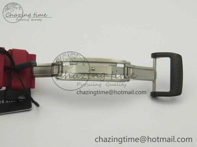 RM011 NTPT Carbon Chrono KVF 1:1 Best Edition Crystal Skeleton Dial Red Inner Bezel On Red Rubber Strap A Upgraded 9480