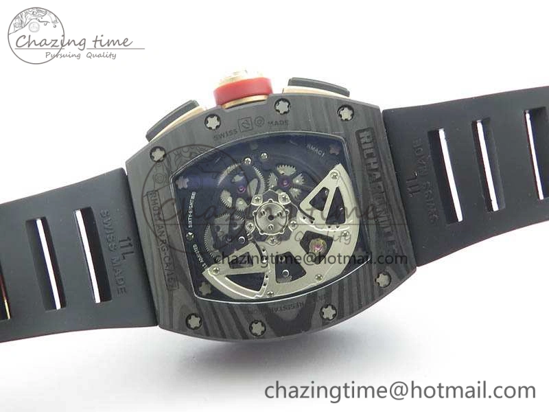 EasyMatch RM011 NTPT Lotus F1 Team Carbon Chrono KVF 1:1 Best Edition Skeleton Dial Blue On Rubber Strap A 9545
