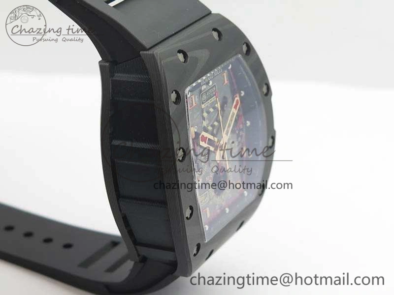 EasyMatch RM011 NTPT Lotus F1 Team Carbon Chrono KVF 1:1 Best Edition Skeleton Dial Blue On Rubber Strap A 9545