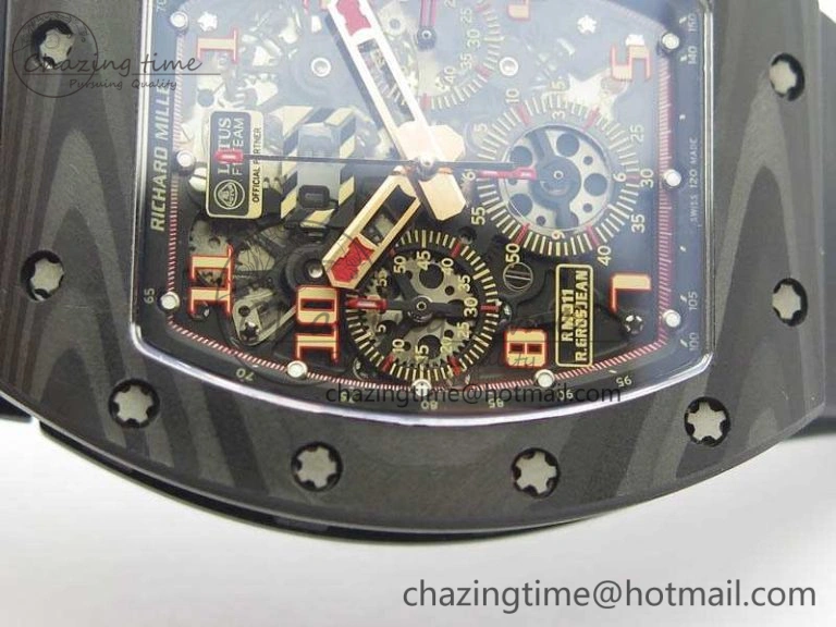 RM011 NTPT Lotus F1 Team RG Chrono KVF 1:1 Best Edition Skeleton Dial Red On Rubber Strap A Chic 9544