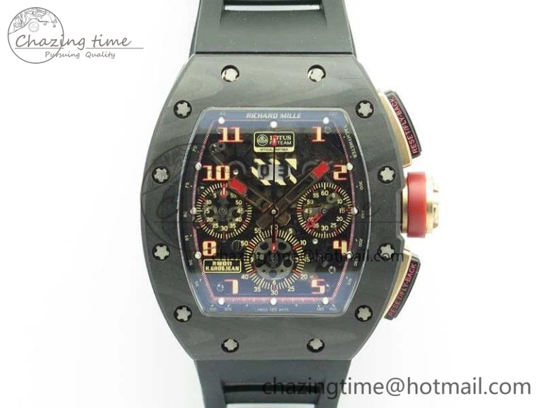 RM011 NTPT Lotus F1 Team RG Chrono KVF 1:1 Best Edition Skeleton Dial Red On Rubber Strap A Chic 9544