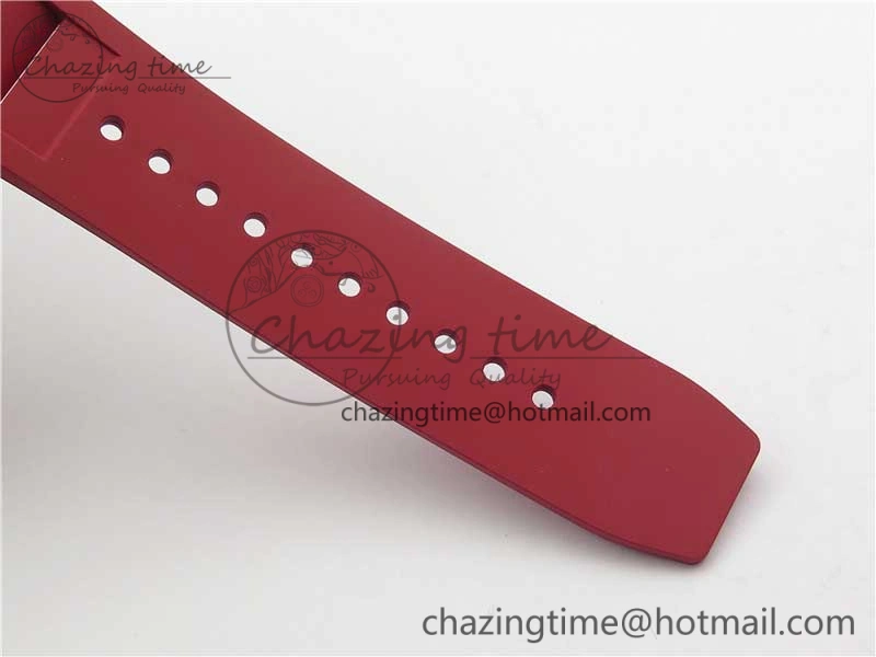 RM011 RG Case Carbon Bezel Chronograph KVF 1:1 Best Edition Skeleton Dial Red RG on Red Rubber Strap A7750 V WaterResistant 9425