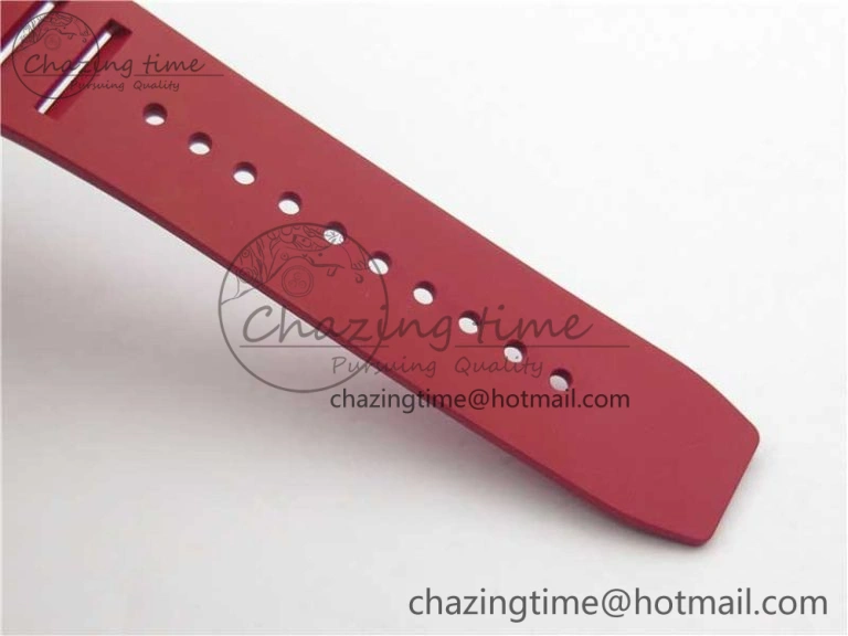 RM011 RG Case Carbon Bezel Chronograph KVF 1:1 Best Edition Skeleton Dial Red RG on Red Rubber Strap A7750 V WaterResistant 9425