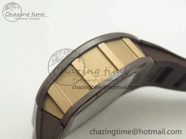 Stretchable RM011 RG Case Chrono KVF 1:1 Best Edition Black Ceramic Bezel Skeleton Dial On Black Rubber Strap A 9492