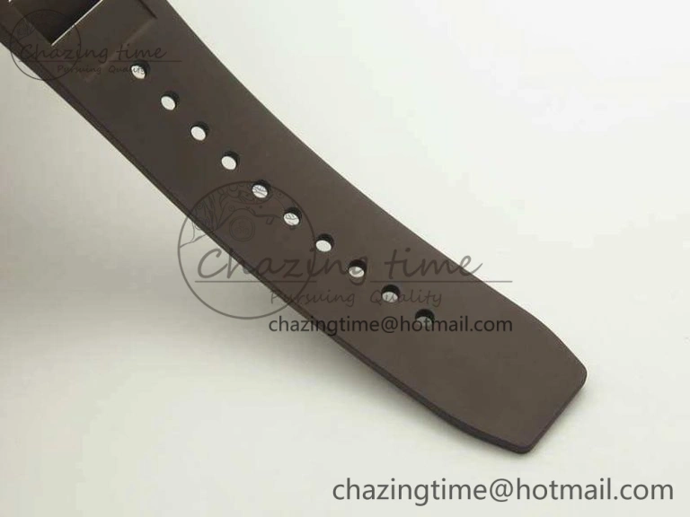 Stretchable RM011 RG Case Chrono KVF 1:1 Best Edition Black Ceramic Bezel Skeleton Dial On Black Rubber Strap A 9492
