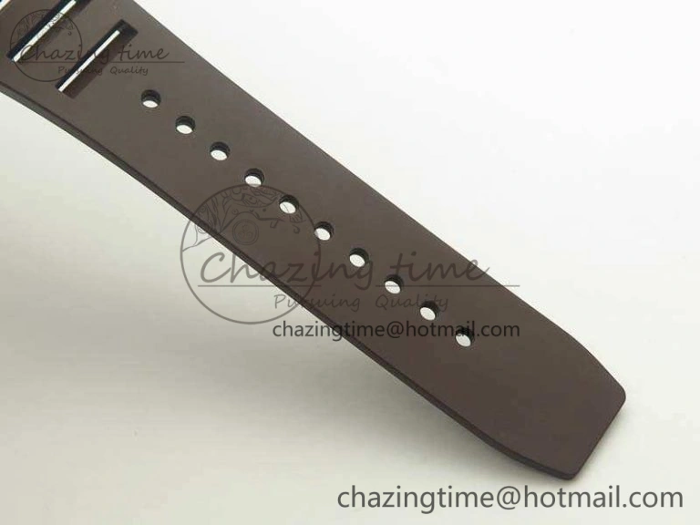 Stretchable RM011 RG Case Chrono KVF 1:1 Best Edition Black Ceramic Bezel Skeleton Dial On Black Rubber Strap A 9492