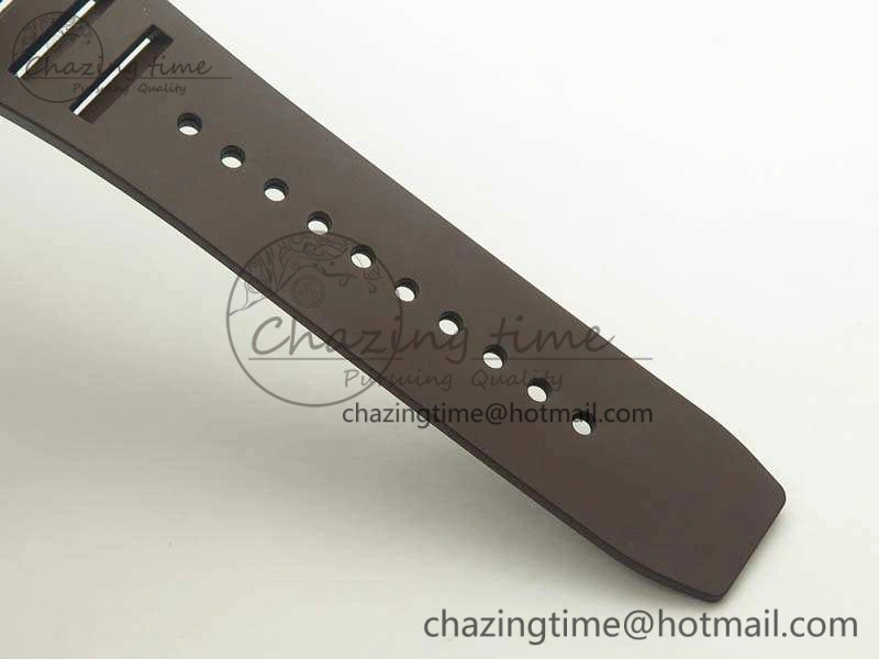 Stretchable RM011 RG Case Chrono KVF 1:1 Best Edition Black Ceramic Bezel Skeleton Dial On Black Rubber Strap A 9492