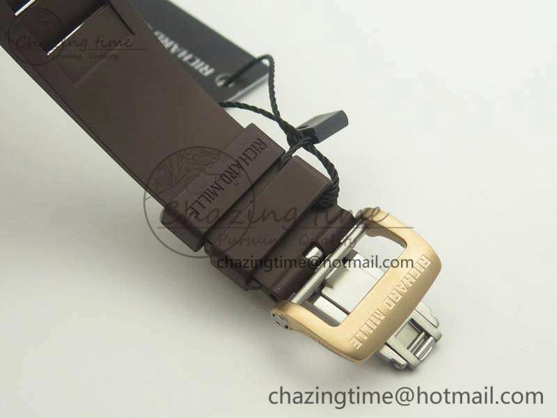 Stretchable RM011 RG Case Chrono KVF 1:1 Best Edition Black Ceramic Bezel Skeleton Dial On Black Rubber Strap A 9492