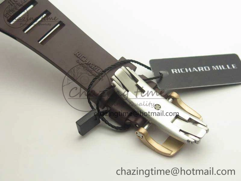 Stretchable RM011 RG Case Chrono KVF 1:1 Best Edition Black Ceramic Bezel Skeleton Dial On Black Rubber Strap A 9492
