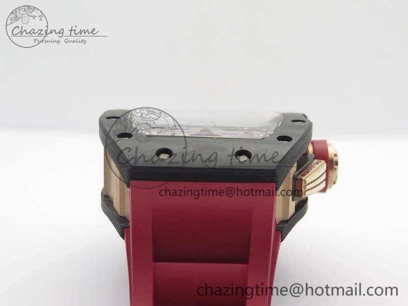 RM011 RG Case Chrono KVF 1:1 Best Edition Carbon Bezel Skeleton Dial On Rubber Strap A Attractive 9530