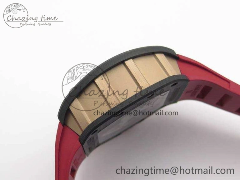 RM011 RG Case Chrono KVF 1:1 Best Edition Carbon Bezel Skeleton Dial On Rubber Strap A Attractive 9530