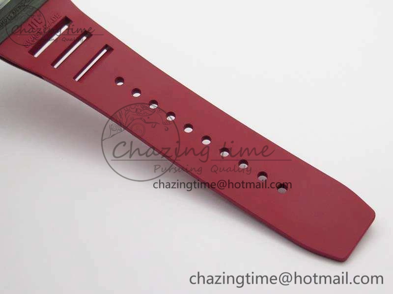 RM011 RG Case Chrono KVF 1:1 Best Edition Carbon Bezel Skeleton Dial On Rubber Strap A Attractive 9530