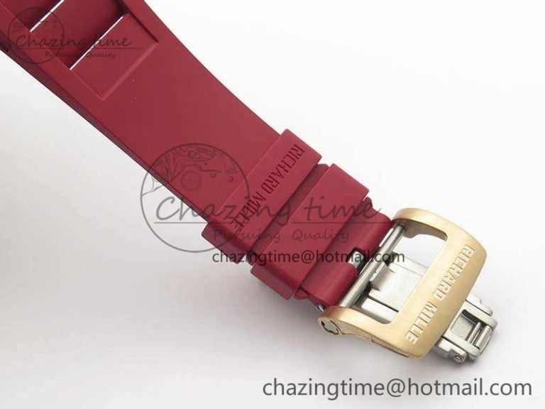 RM011 RG Case Chrono KVF 1:1 Best Edition Carbon Bezel Skeleton Dial On Rubber Strap A Attractive 9530