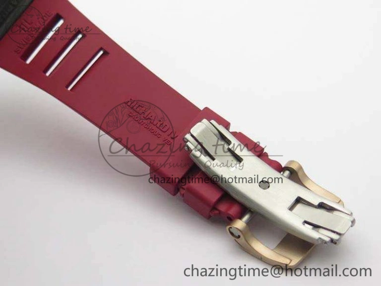 RM011 RG Case Chrono KVF 1:1 Best Edition Carbon Bezel Skeleton Dial On Rubber Strap A Attractive 9530
