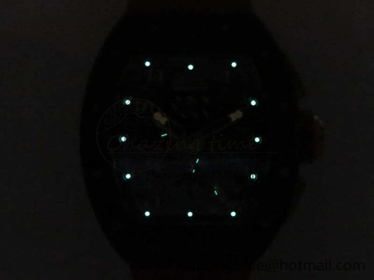 RM011 RG Case Chrono KVF 1:1 Best Edition Carbon Bezel Skeleton Dial On Rubber Strap A Attractive 9530