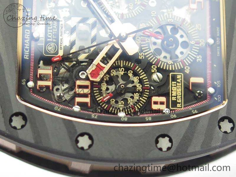 RM011 RG Case Chrono KVF 1:1 Best Edition Carbon Bezel Skeleton Dial On Rubber Strap A Attractive 9530